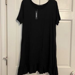Annabelle Black Ruffle Bottom Tee Shirt Dress